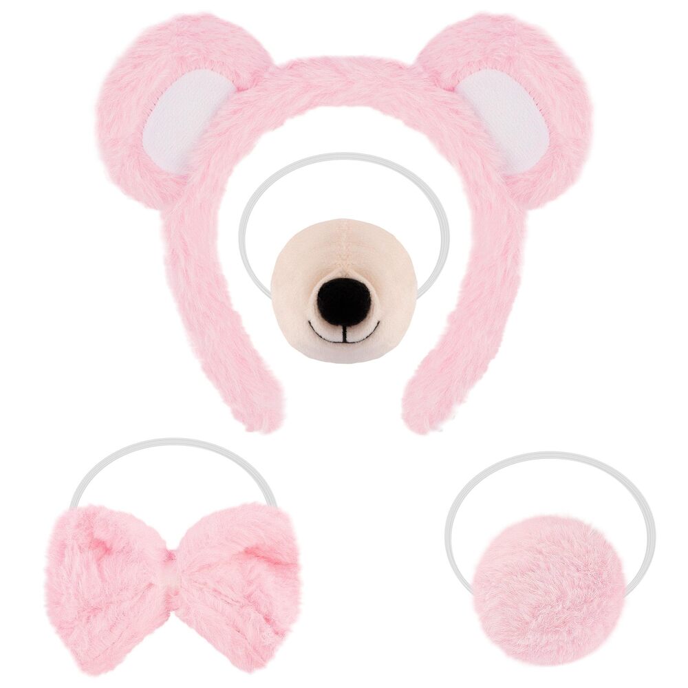9489 Pink Bear Costume Set 4pcs With Fluffy Ears